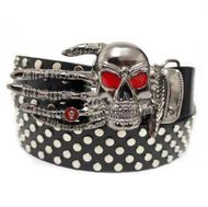 Punk Leather Belt with Skull Heads